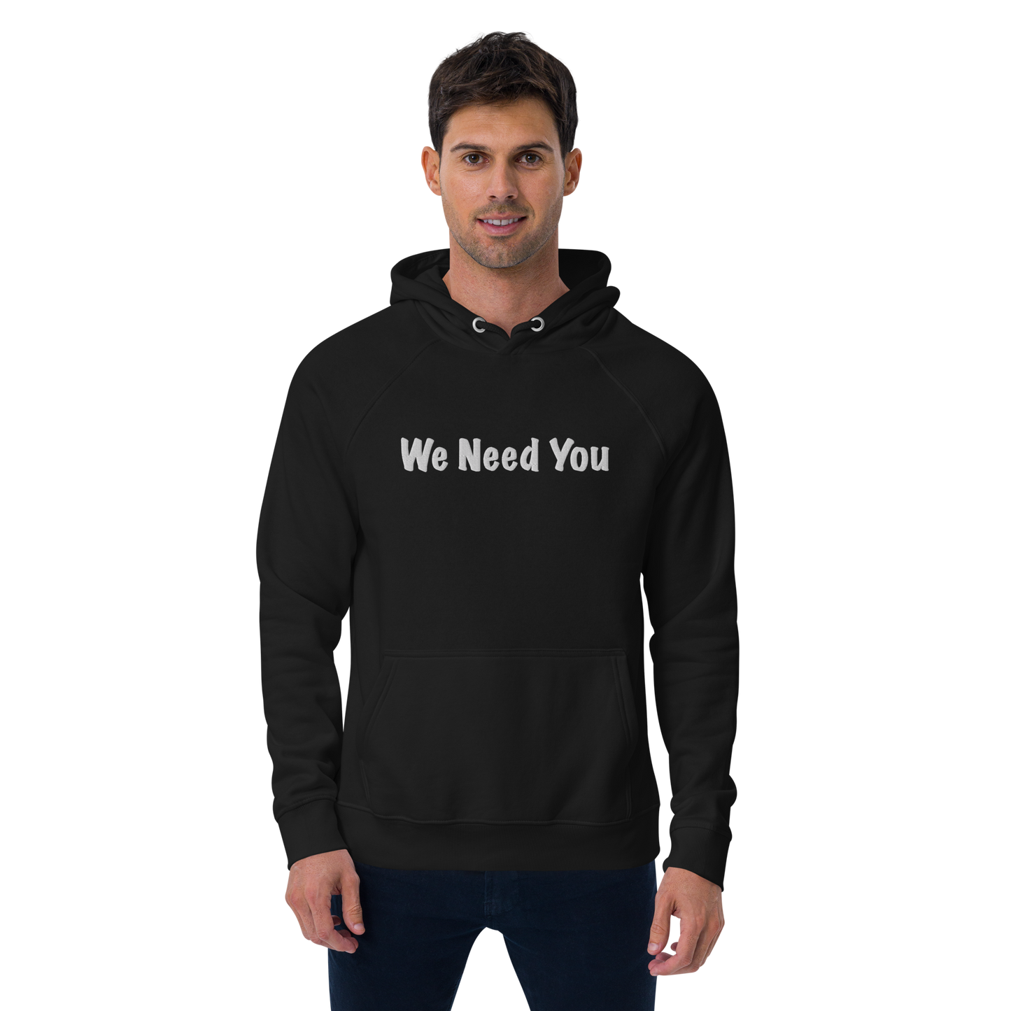 "We Need You" Unisex eco raglan hoodie