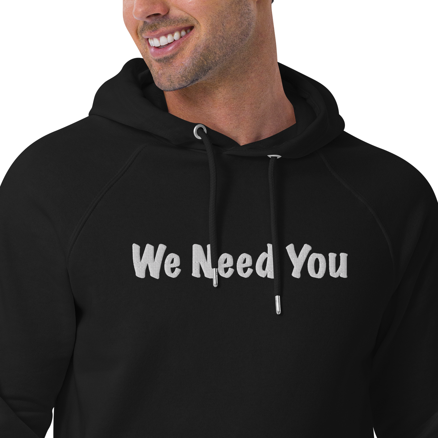 "We Need You" Unisex eco raglan hoodie